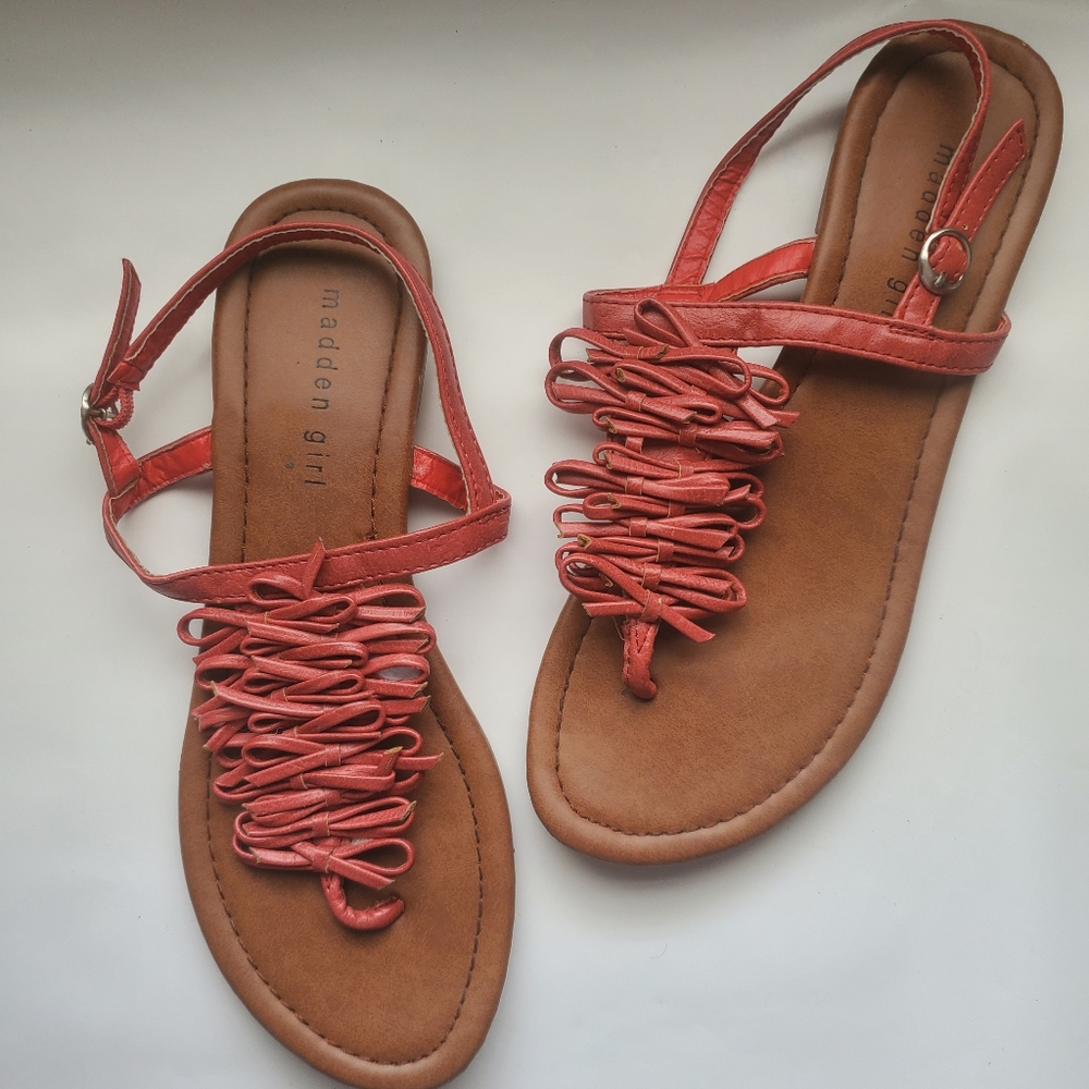 Women's Madden Girl Red Fringe Sandals 7.5M